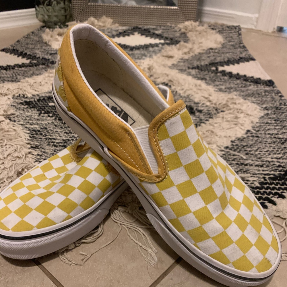 Yellow checkered Vans